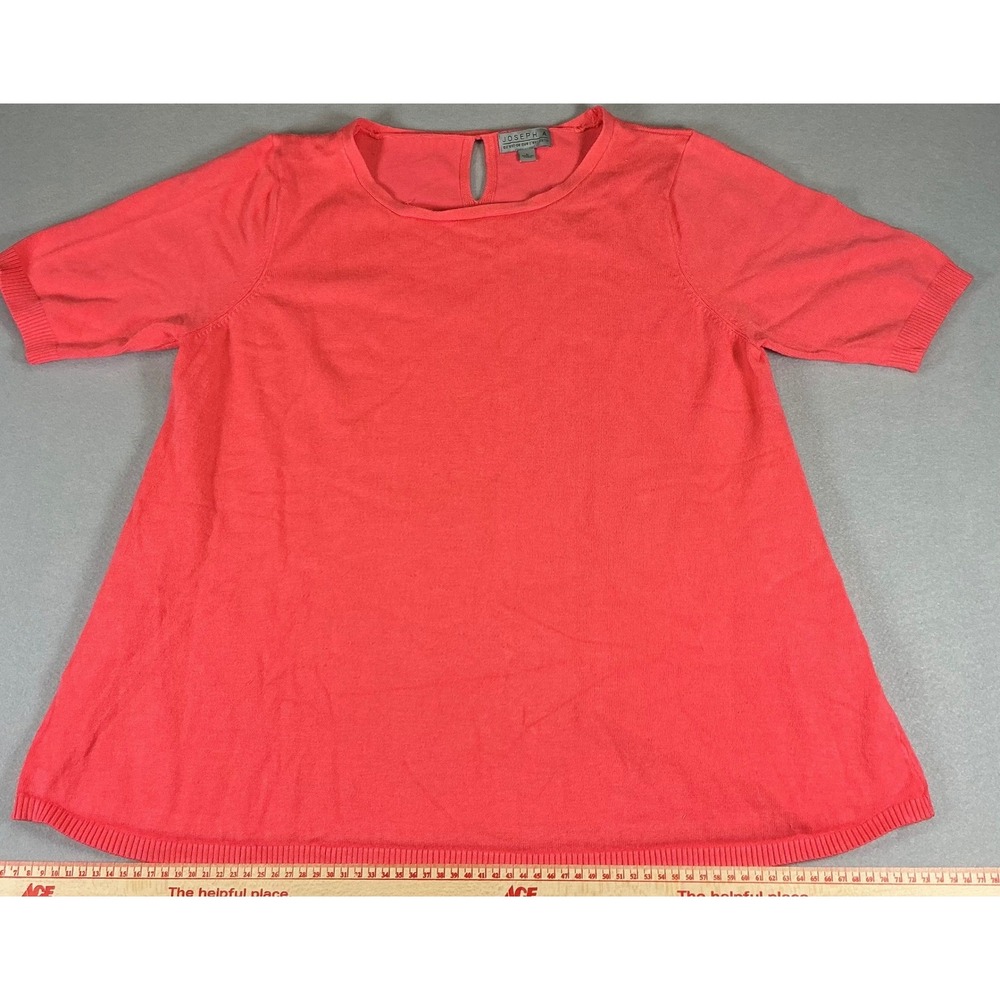 Joseph A Womens‎ Coral Knit Top L Short Sleeve Keyhole Lightweight Casual